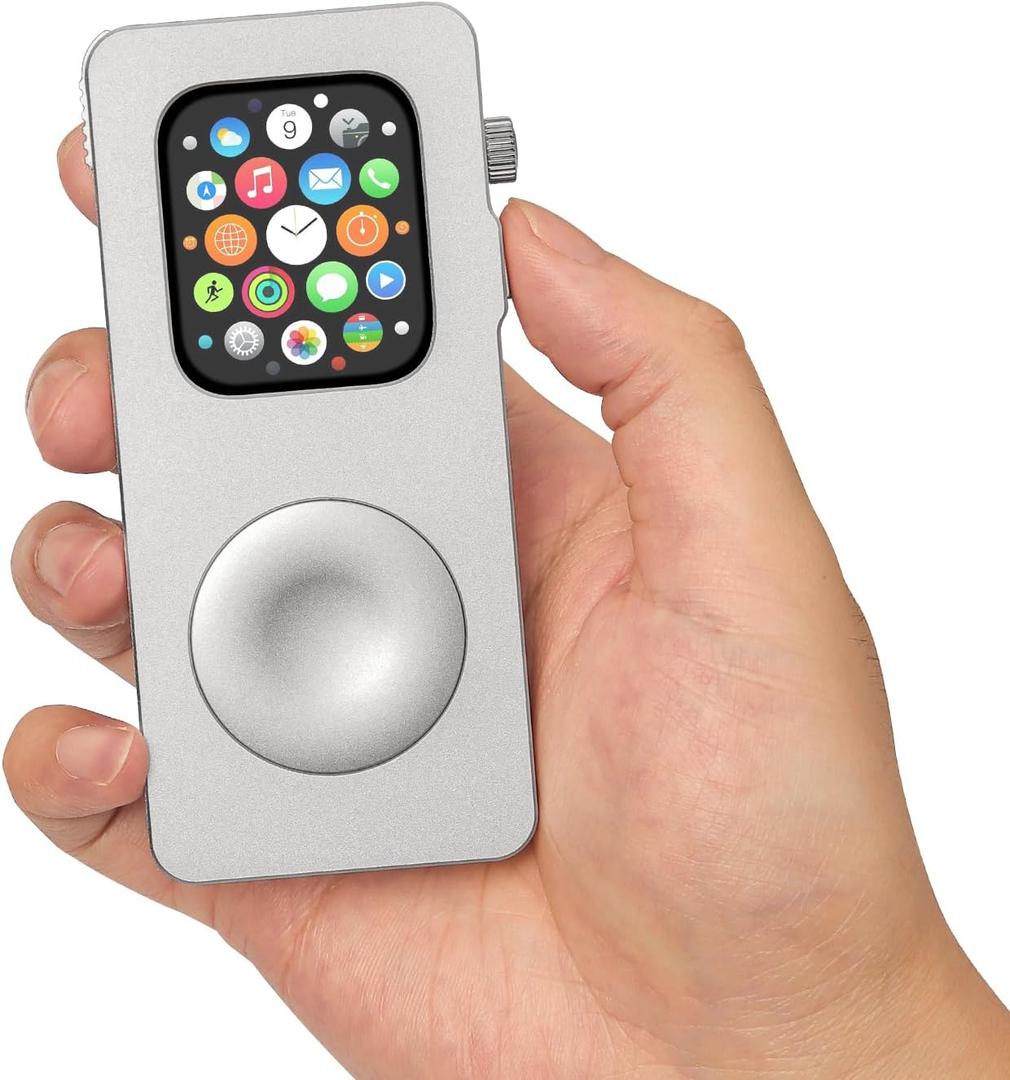 Aluminum Alloy Case for Apple Watch 49mm 44mm 45 46 42 40 41mm-Turn Your Apple Watch into a Smartphone,Retro iPod Style Metal Protective Cover with Click Wheel (Silver, 46mm - Series 11/10)