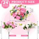 Hoteam 24 Bundles Artificial Peonies Flowers Wedding Faux Flowers Silk Peony Bouquet Bulk Bride Fake Florals Arrangements for Table Centerpieces Wedding Party Vase Decor (Light Pink, White)
