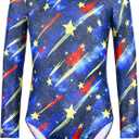 Snowheart Girls Gymnastics Leotards One Piece Sparkle Multicolor Long Sleeve Quick Dry Unitards for Tumbling