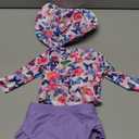 HINTINA Newborn Baby Girl Long Sleeve Swimsuit Bathing Suit with Hat, 0-3 months (60 cm)