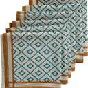 Handblock Print Patterned Cotton Cloth Napkins Set of 6, Washable, Reusable Napkins for Cocktail Parties, Home, Restaurant, Hotel, Event & Everyday Lunch, Dinner, 18" x 18"