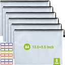 Mesh Zipper Pouch, 6PCS Waterproof Plastic Mesh ZipperBag, A4 Size Tear-Resistant Document Pouch, Extra Large Zip File Bags, for School Office Supplies Home Travel Storage(13.59.5 Inch)