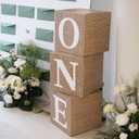 Burlap Print ONE Boxes for 1st Birthday Decorations Boho First Birthday Decorations Gender Neutral 3 Pcs ONE Balloon Box