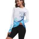 TOIUUI Women Rash Guard Long Sleeve UPF 50+ UV Protection Quick Dry Water and Cooling Sun Swim Shirts QYY24025 Ocean Wave XXL
