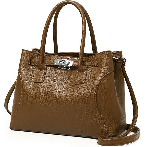 Eslcorri Women Top-Handle Satchel Bag Medium Tote Handbags Trendy Shoulder Purse PU Leather Ladies Crossbody Hobo Pocketbook (Coffee)