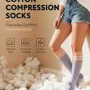CTHH Cotton Compression Socks for Women 15-20mmHg Cute Knee High Socks Support for Running, Travel, Nurse, Pregnancy S/M