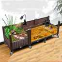 Large Tortoise Habitat Tank with Drainage & Glass Pool,Turtle Habitat Tank,Indoor/Outdoor Reptile Habitat,Aquatic & Terrestrial Turtle Terrarium with Wheels,Ideal for Pet Turtles,Reptile Enclosure