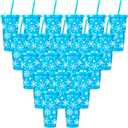 20-Piece Plastic Drinking Cups with Lids and Straws - 24oz Reusable Hot & Cold Drinks Cups for Parties, Juice, Milk, Beer, Whiskey - Christmas & Birthday Gift, Blue