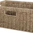 StorageWorks Large Wicker Baskets for Organizing, Seagrass Storage Basket with Built-in Handles for Pantry, Entryway, Living Room, 1 Pack (15"L x 11"W x 6 "H)