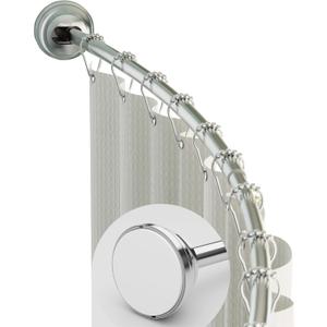 Zenna Home Curved Tension Shower Curtain Rod, Rustproof, Satin Nickel, 50 to 72 Inches  Adjustable Shower Curtain Rod for Bathroom, Easy No Drill Install  NeverRust Tension Shower Curtain Pole (50" to 72", Satin Nickel)