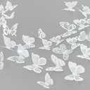 Ewong 3D Butterfly Wall Decor 72Pcs, 10 Styles Black White PVC Butterfly Theme Decoration Birthday Party Cake Wall Decal Removable Home Room Bedroom Bathroom Art Sticker Murals (White)