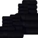 Ultra Soft 12 Pack Cotton Towel Set, Contains 2 Bath Towels 28x55 inch, 2 Hand Towels 16x24 inch & 2 Wash Coths 12x12 inch, Ideal Everyday use, Compact & Lightweight - Black
