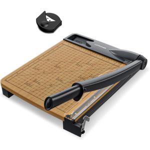 12 inch Wood Guillotine Paper Cutter, Heavy Duty Wood Base Paper Trimmer with 12-16 Sheets Capacity Paper Cutting Board for Classroom, Crafting, Cardstock, Art Projects (Gray)