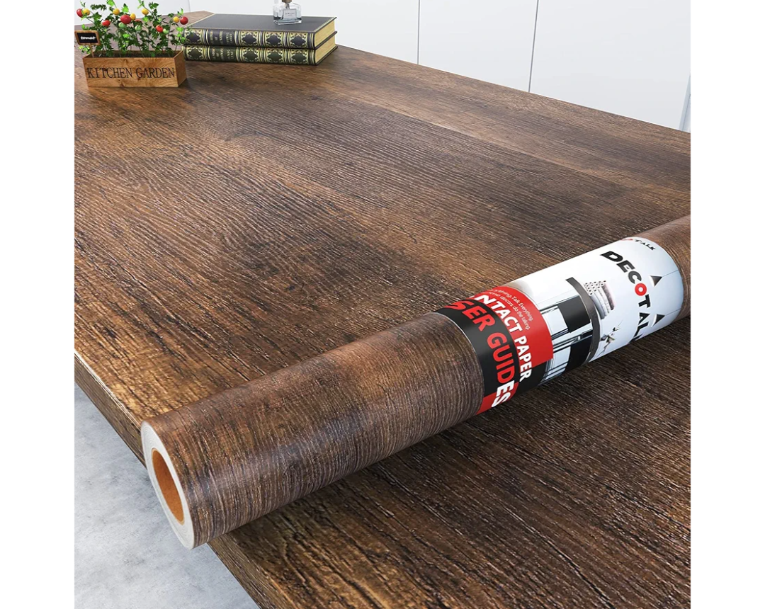 Decotalk Contact Paper Wood Grain Peel and Stick Wallpaper Self Adhesive Removable Brown Wood Contact Paper for Countertops Waterproof Vintage Wallpaper for Drawer Liner Cabinets Walls Desk 12"x120"