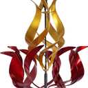 hogardeck Large Wind Spinners Outdoor, 93.3" Metal Tulip Wind Spinner with Stake, 360° Rotating Yard Art, Kinetic Flame Wind Sculptures for Home Lawn Backyard Patio Garden Decor (Red, Golden)