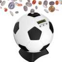 MOMMED Piggy Bank for Boys,Digital Bank,Soccer Ball Piggy Bank,Soccer Gifts for Boys,Coin Bank with Football Look,Coin Bank with Automatic LCD Display(Small) (Black-white)