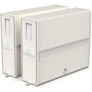 LINENMATE The Original Linen Storage Container, 2-Pack (Queen/King Size, Ivory)