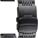 BINLUN Stainless Steel Watch Band, Metal Watch Strap for Men Women Replacement with Double-Lock Deployment Clasp Polished Watch Bracelet Silver Black Gold Rose-gold 18/19/20/21/22/24mm