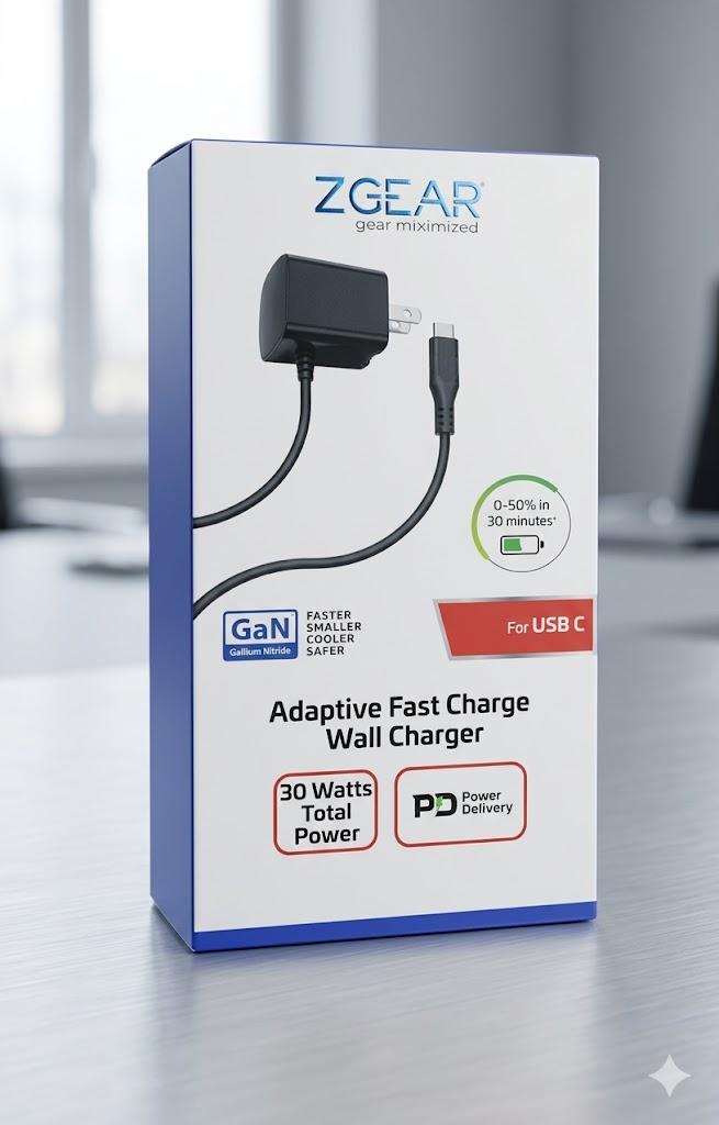 ZGEAR Adaptive Fast Charge Wall Charger For USB C