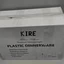 KIRE 175Pcs Blue Plastic Plates with Silver Rim & Disposable Silverware with Blue Handle & Silver-rim Cups & Hand Napkin & Plastic Dinnerware for Parties/Wedding/Graduation