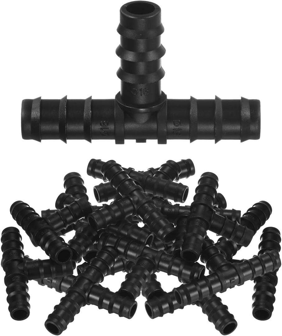 M METERXITY 20-Pack Drip Irrigation Barbed Fittings, for 3/8 Inch Tees Tubing Connector Plastic Coupling Irrigation Parts for Garden/Greenhouse/Aquarium/Flower Pot, Drip Pipe Accessories