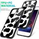 Compatible with iPhone 13 Pro Max Case Cute Cow Print for Girls Women, Hard Back Black White Design Soft TPU Bumper Protective Phone Case for iPhone 13 Pro Max