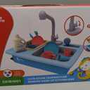 CUTE STONE Color Changing Kitchen Sink Toys, Children Electric Dishwasher Playing Toy with Running Water, Upgraded Faucet, Automatic Water Cycle System Play House Pretend Role Play Toys for Boys Girls