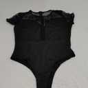 Lrady Women's Sheer Mesh Turtleneck Neck See Through Leotard Bodysuit Body Tops (Large, Black-98)