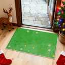 1Pcs Christmas Kitchen Mat Green Bathroom Rug, Non Slip Washable Rugs Xmas Door Mat Floor Mats for Bedroom Laundry Holiday Home Decor (Green)