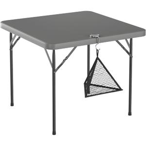 VECELO Folding Card Table Square with Mesh Bag, Heavy-Duty Collapsible Locking Legs & Easy to Storage, Portable for Indoor/Outdoor Use, Light Grey