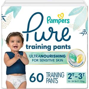 Pampers Pure Protection Training Underwear, Unisex, Size 2T3T, 60 Count, Premium, Hypoallergenic, Soft, Absorbent