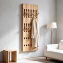 Piano Key Oak Coat Rack Wall Mount, Wooden Coat Hanger with Invisible Design, Space-Saving Accordion Wall Hanger for Entryway Decor, Modern Wood Coat Rack for Hallway, Bedroom, Entrance Hall