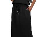 GRECERELLE Two Piece Skirt Sets for Women Sleeveless Mock Neck Top Split Maxi Skirt Vacation Travel Matching Set with Pockets (Medium, Black)
