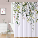 REZAYMRS Floral Shower Curtain with 12 Hooks, 72''x72'' Waterproof Polyester Fabric Shower Curtains for Bathroom, Weighted Hem Bathtubs Hotel Curtain, Machine Washable, Quick Dry (Green)