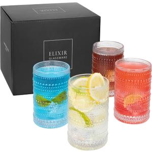 Elixir Highball Glasses Set of 4 - Durable Quality & Dishwasher Safe Tall Drinking Glasses - High Ball for Water Cocktails and Mixed Drinks - Crystal Clear Glass - Bar Glassware