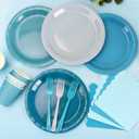 Blue Gradient Party Tableware for 48 Guests, 9-Inch Paper Plates, Serves 48