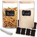 2 Pack 150 oz Glass Food Storage Containers, 1.2 Gallon Glass Flour and Sugar Containers with Airtight Lids, Large Flour Container for Sugar, Ground Coffee, Rice and Dry Food