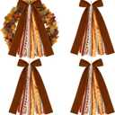 3 Pack Thanksgiving Assorted Ribbon Bow for Wreath Large Fall Clip-on Wreaths Ribbon Tree Topper Bow Decorative Wreath Sash Bundle for Front Door Thanksgiving Party Yard Porch Ornament Decor
