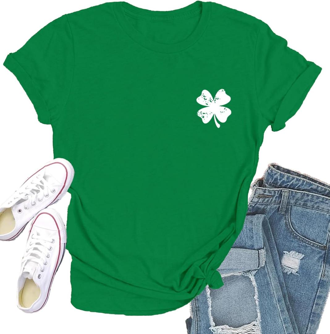 St Patricks Day Shirt Women Saint Patricks Day Shirts Irish Shamrock Tee Top (XX-Large, Green)