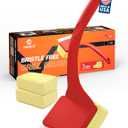 MEKER Grill Brush Bristle Free, Grill Cleaner Brush with 3 BBQ Replacement Head, Seamless Scraper Tool for Cast Iron, Stainless Steel Grates, Safe Grill Scraper Outdoor BBQ Grill, Red