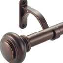 72-144 Inches Curtain Rods for Window, Vimayta 1 Inch Diameter Drapery Rod with Resin Finials, Ideal Adjustable Heavy Duty Single Curtains Rod for Bedroom, Living Room Decoration, Matte Brown