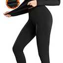 SIMIYA Thermal Underwear Set for Women Long Johns with Fleece Lined Long Sleeves Base Layer Set Top Bottom Black, Medium