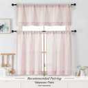 Chyhomenyc Striped Boho Kitchen Curtains 24 Inch Length - Light Filtering Faux Linen Half Window Cafe Curtains, Farmhouse Short Curtain Tiers for Bathroom RV Camper, 30Wx24L, 2 Pieces, Pink