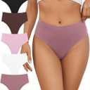 No Show High Rise Bikini Panties Women's Seamless Hi Cut Underwear Pack, S