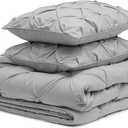 All Season 800 Thread Count Pinch Pleated 100% Pure Cotton Shell 500 GSM Fill Comforter & 2 Pillow Case(Oversized Queen-Silver)