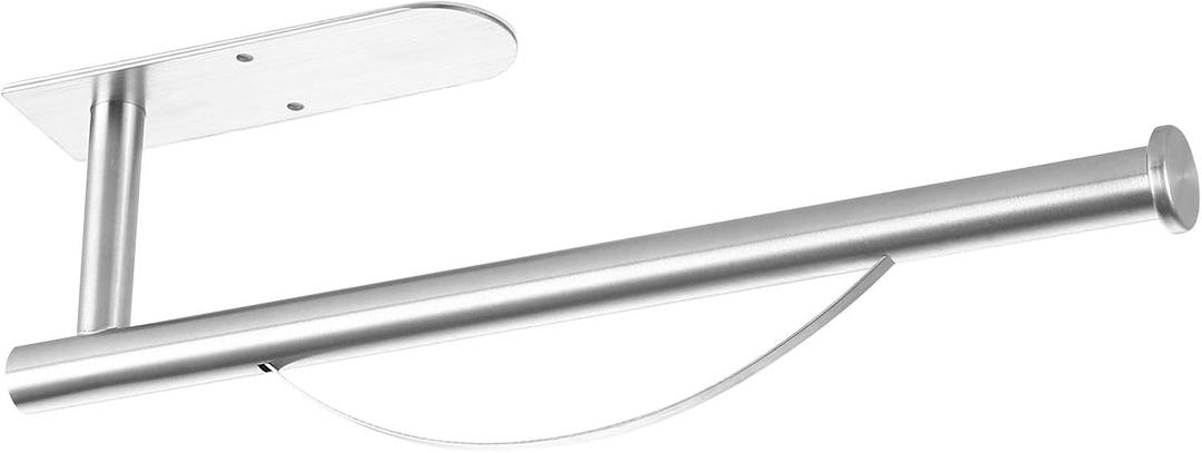 Paper Towel Holder, Easy Tear Wall Mount Under Cabinet with Damping Function, Stainless Steel Paper Roll Holder Adhesive or Screw for Bathroom (Silver)