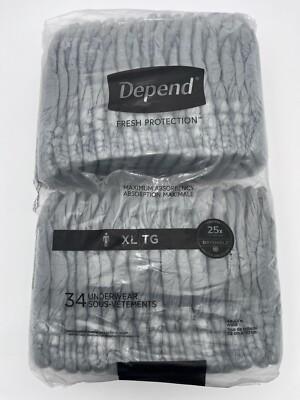 Depend Night Defense Adult Diapers, Incontinence Underwear for Men, Disposable, Overnight, Extra-Large, Grey 34 count, Pack of 2  Depend Night Defense Adult Diapers, Incontinence Underwear for Men, Disposable, Overnight, Extra-Large, Grey 34 count, Pack of 2
