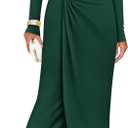 ZESICA Women's 2026 Spring Long Sleeve Bodycon Dress Mock Neck Wedding Guest Cocktail Party Long Midi Dresses (Green, M)