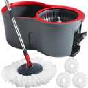 360 Spin Mop and Bucket Set Cleaning System,Mop and Bucket with Wringer Set for Home,Wet Dust Mop for Floor Cleaning with 4 Mop Heads