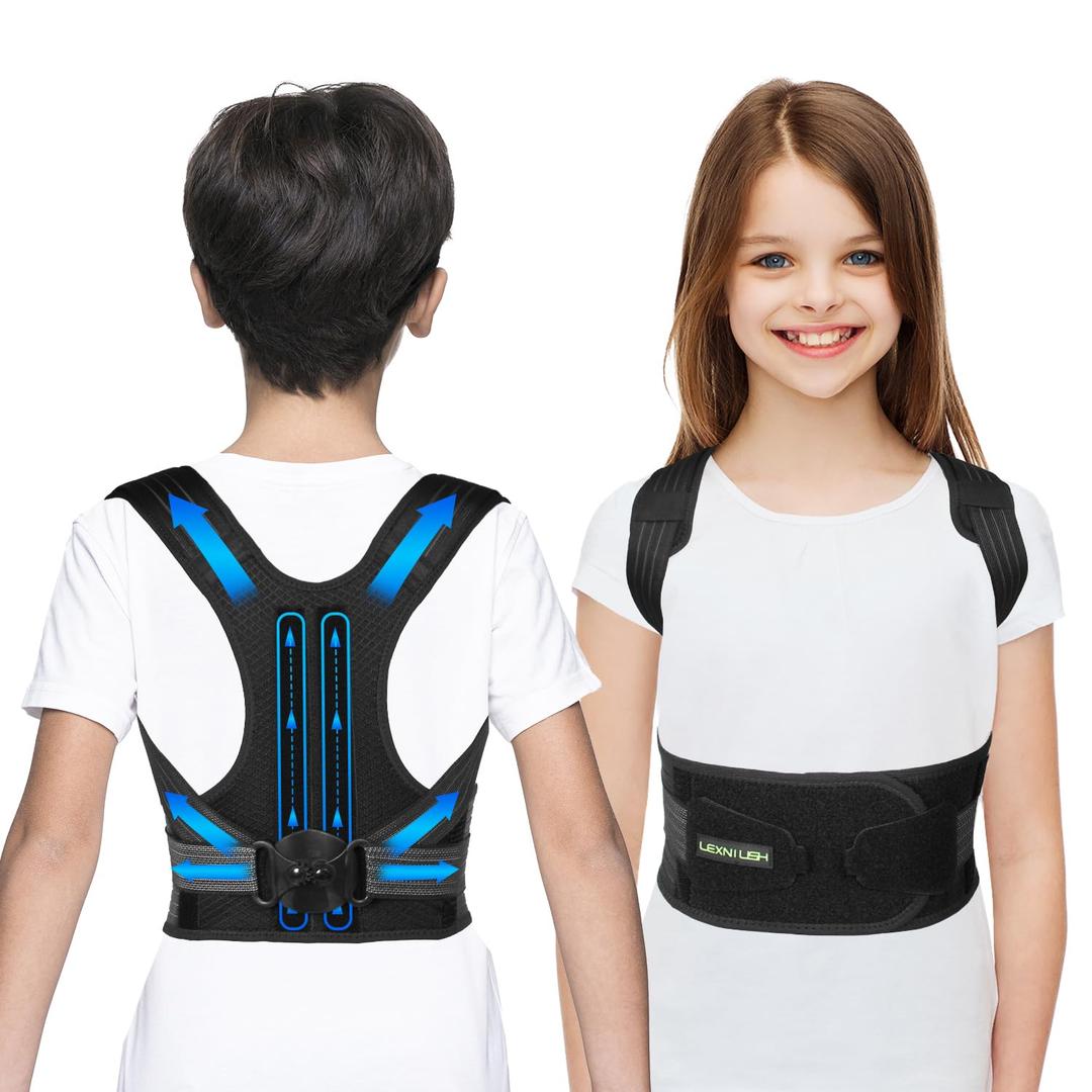 Lexniush Posture Corrector for Kids Teenagers, Updated Adjustable Upper Back Posture Brace for Boys/Girls, Breathable Back Support Braces for Scoliosis, Hunchback, Pain Relief, Spine Corrector, S (Black) Lexniush Posture Corrector for Kids Teenagers, Updated Adjustable Upper Back Posture Brace for Boys/Girls, Breathable Back Support Braces for Scoliosis, Hunchback, Pain Relief, Spine Corrector, S (Black)